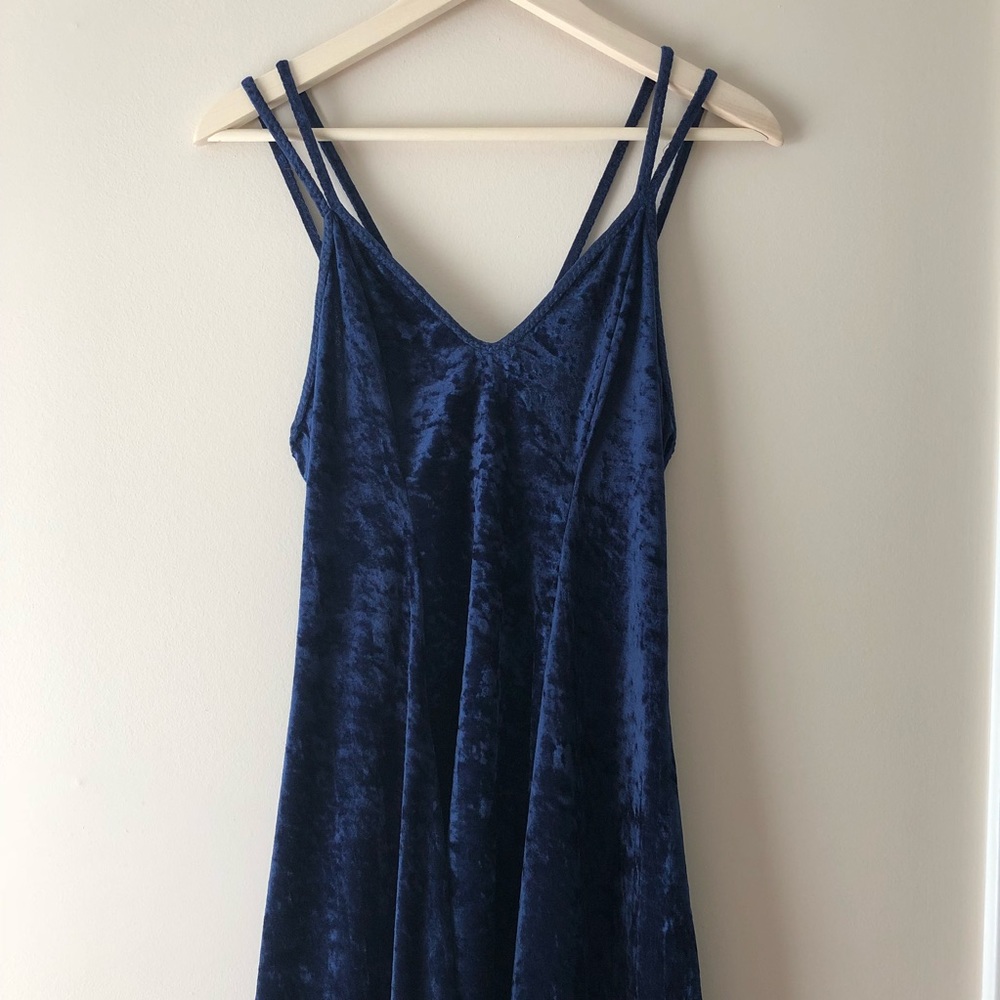 Petra Fashions velvet blue strappy dress